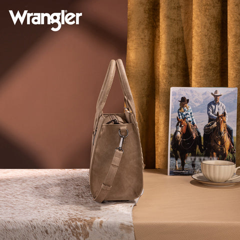 Wrangler Tooled Aztec Pattern Print Concealed Carry Tote/Crossbody