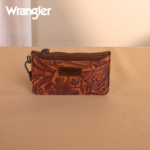 Wrangler Vintage Floral Velvet Printed Mini Zip card Case Wristlet
