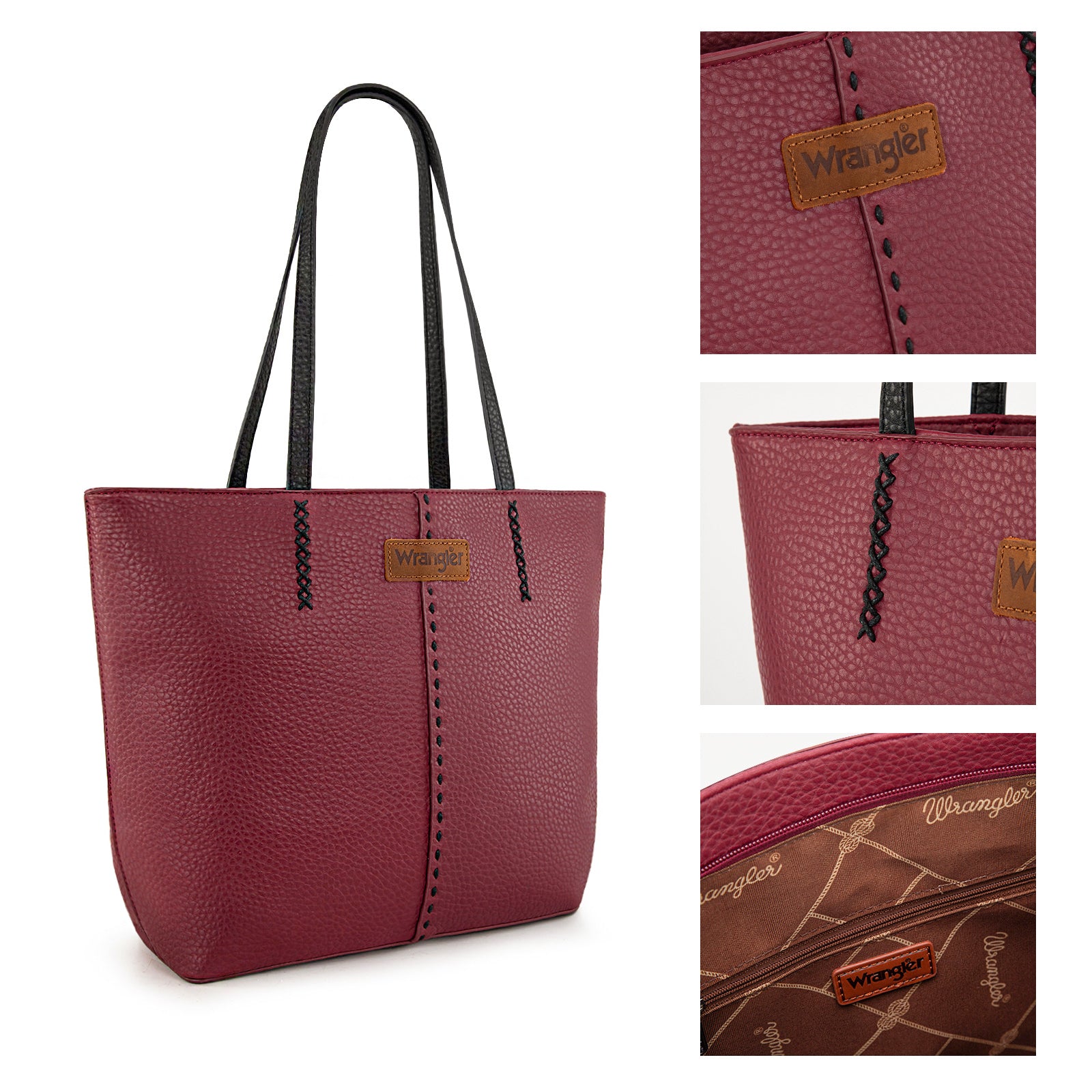 Wrangler Pebbled Tote Bag with Contrast Stitching