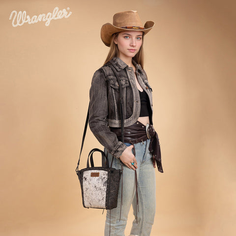 Wrangler Genuine Hair-On Cowhide Tote/Crossbody