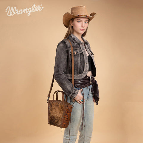Wrangler Genuine Hair-On Cowhide Tote/Crossbody