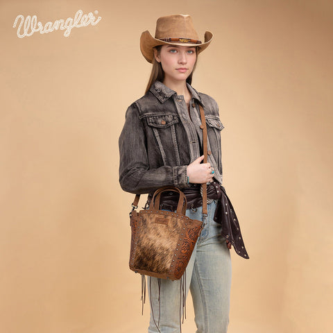 Wrangler Genuine Hair-On Cowhide Tote/Crossbody