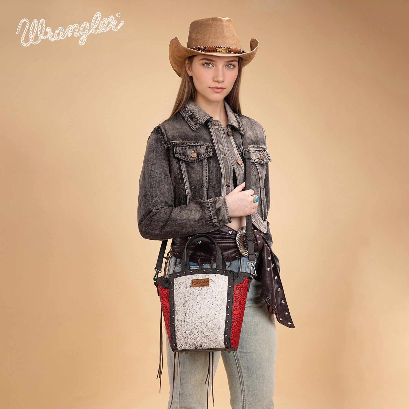 Wrangler Genuine Hair-On Cowhide Tote/Crossbody