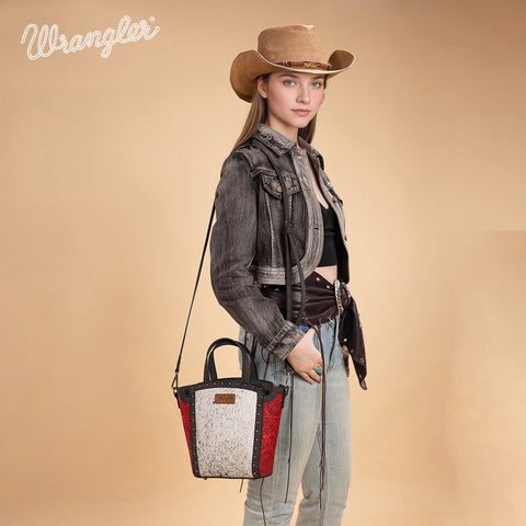 Wrangler Genuine Hair-On Cowhide Tote/Crossbody
