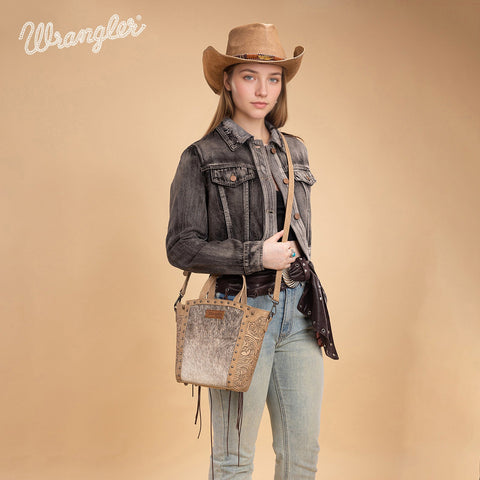 Wrangler Genuine Hair-On Cowhide Tote/Crossbody