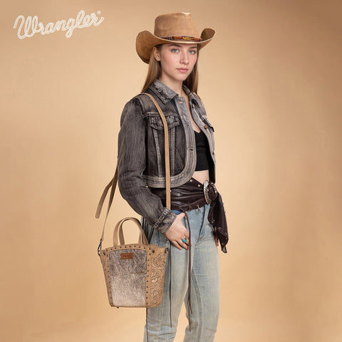 Wrangler Genuine Hair-On Cowhide Tote/Crossbody