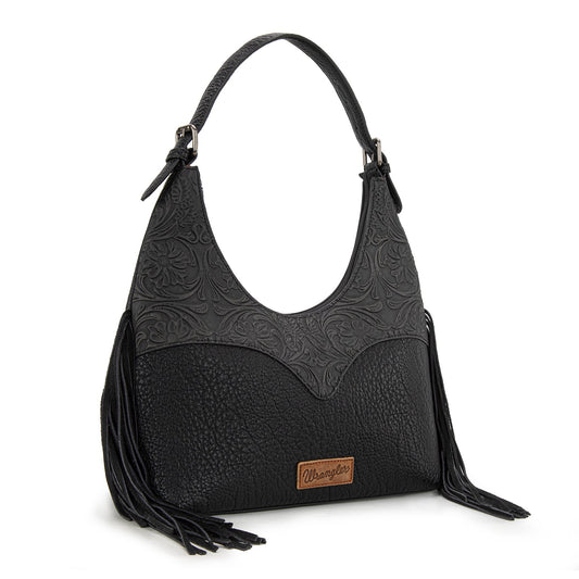 Wrangler Fringe Floral Tooled Hobo Bag