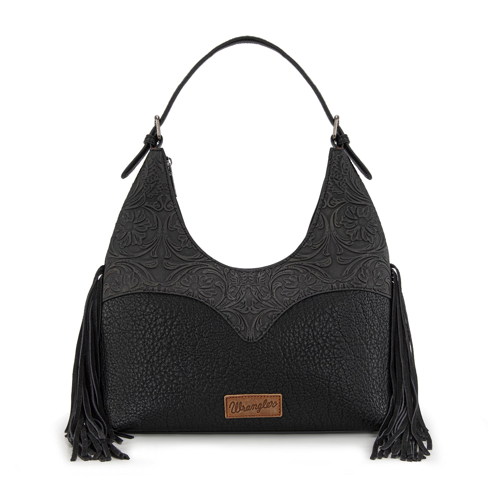 Wrangler Fringe Floral Tooled Hobo Bag