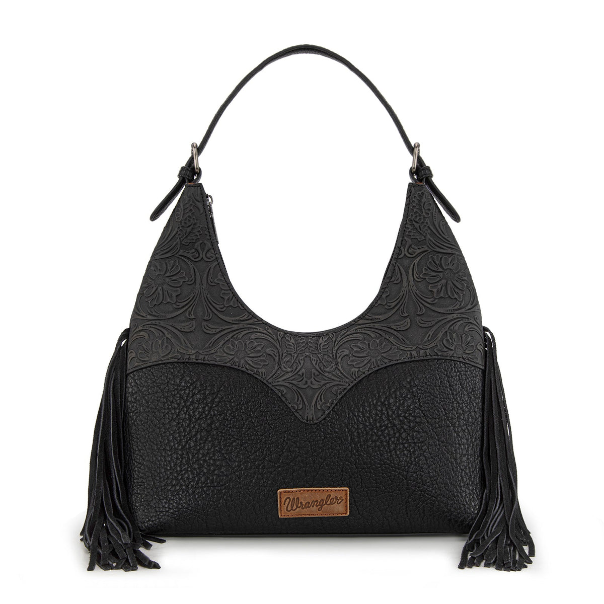 Wrangler Fringe Floral Tooled Hobo Bag