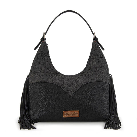 Wrangler Fringe Floral Tooled Hobo Bag