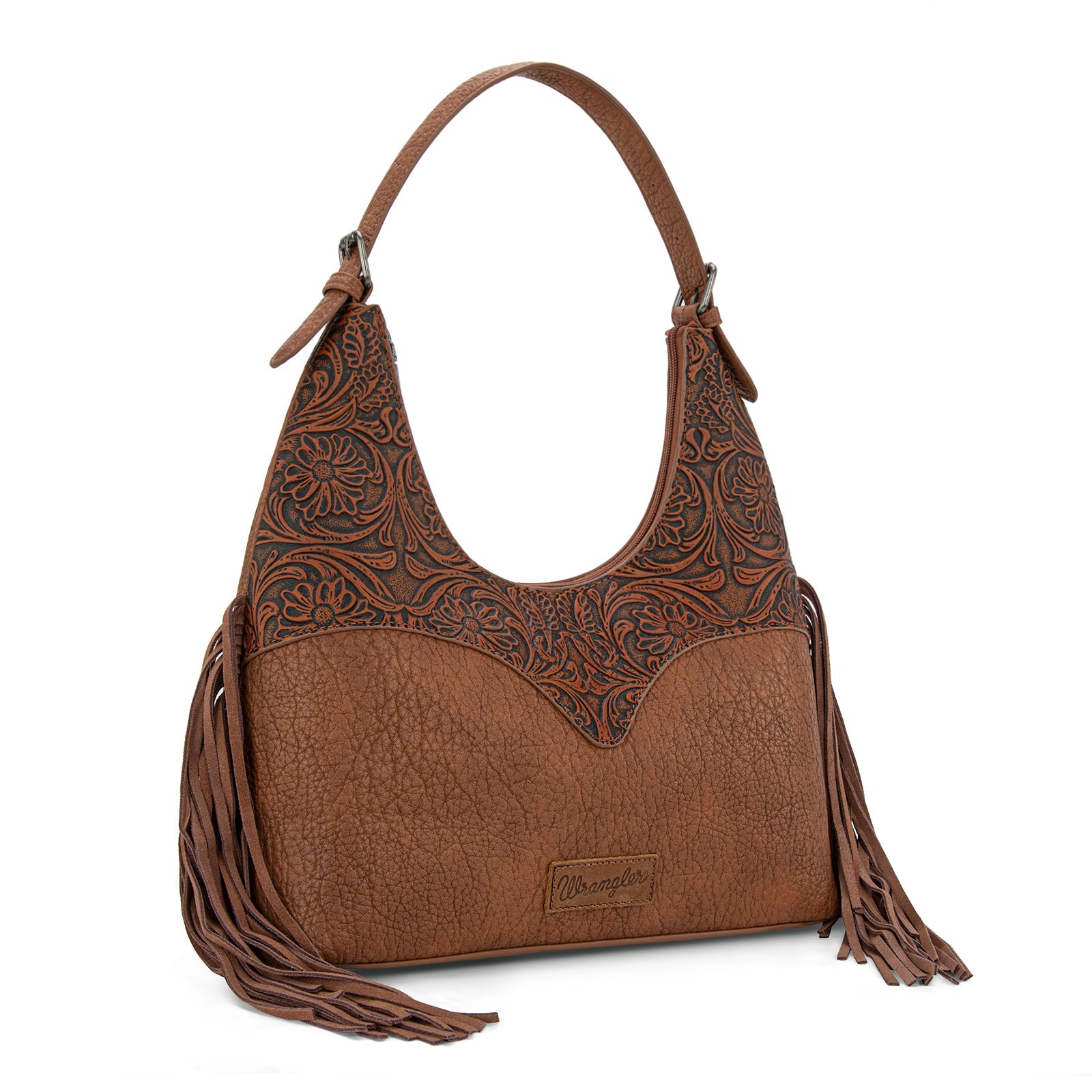 Wrangler Fringe Floral Tooled Hobo Bag
