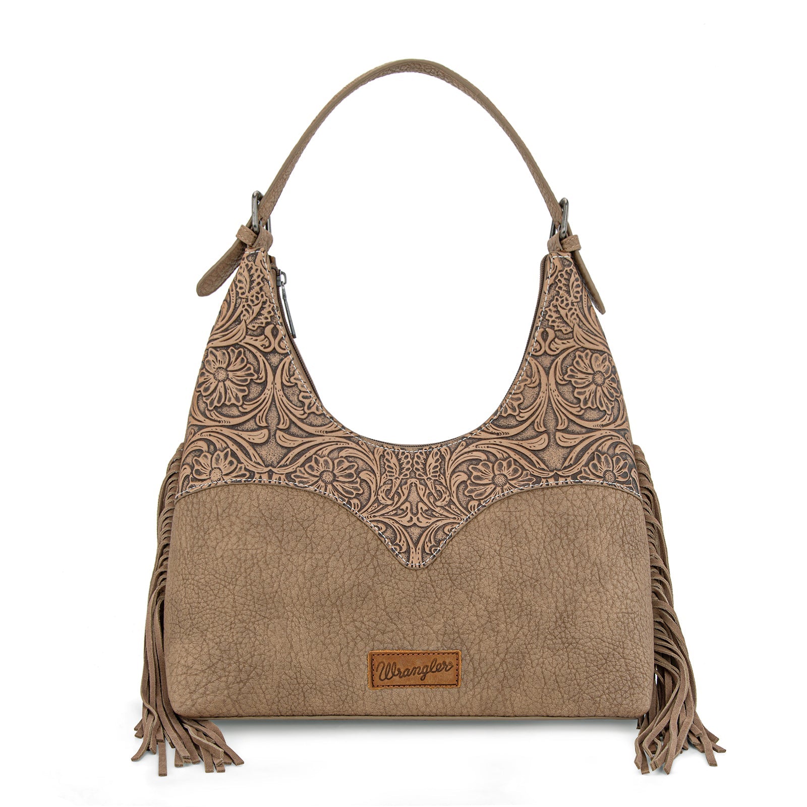 Wrangler Fringe Floral Tooled Hobo Bag