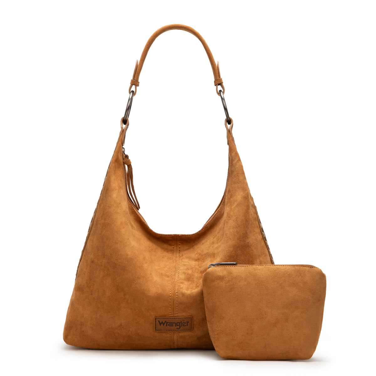 Wrangler Suede Hobo Purse for Women Embossed Soft Slouchy Shoulder Bag 2Pcs Set
