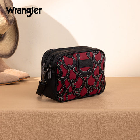 Wrangler Horseshoe Cutout Double Zip Crossbody Bag