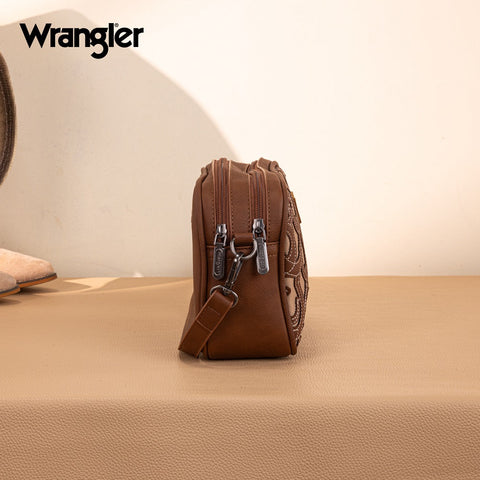 Wrangler Horseshoe Cutout Double Zip Crossbody Bag