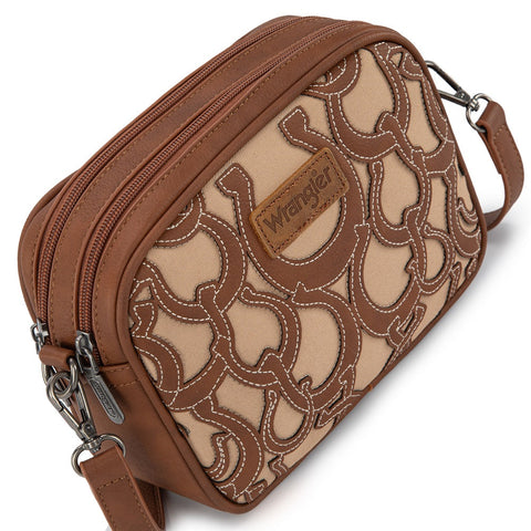 Wrangler Horseshoe Cutout Double Zip Crossbody Bag