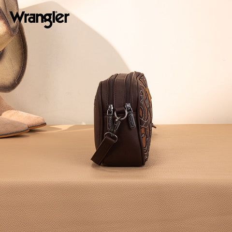 Wrangler Horseshoe Cutout Double Zip Crossbody Bag