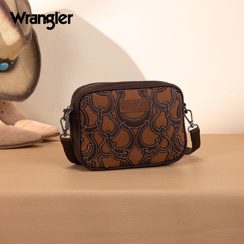 Wrangler Horseshoe Cutout Double Zip Crossbody Bag