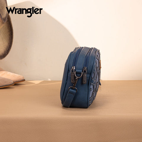Wrangler Horseshoe Cutout Double Zip Crossbody Bag