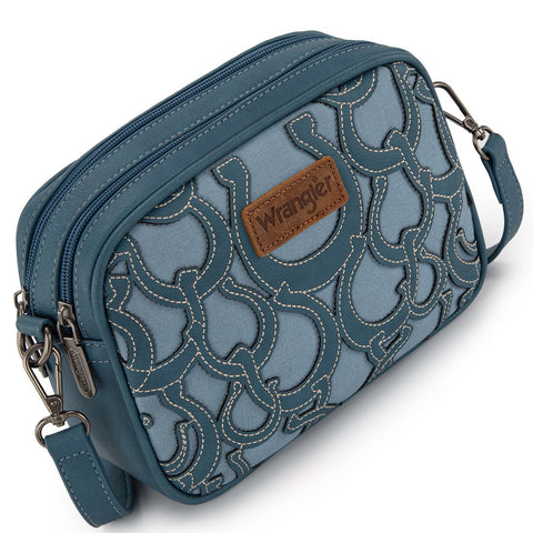 Wrangler Horseshoe Cutout Double Zip Crossbody Bag
