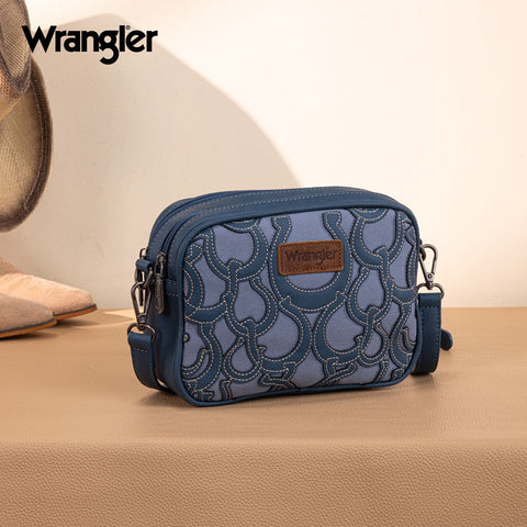 Wrangler Horseshoe Cutout Double Zip Crossbody Bag