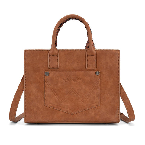 Wrangler Whipstitch Aztec Satchel/Crossbody with Scarf Handle