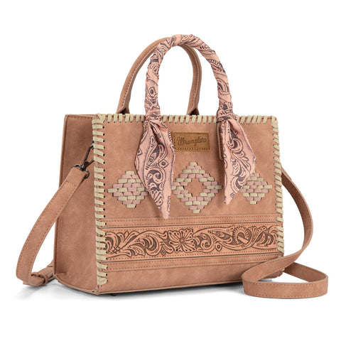 Wrangler Whipstitch Aztec Satchel/Crossbody with Scarf Handle