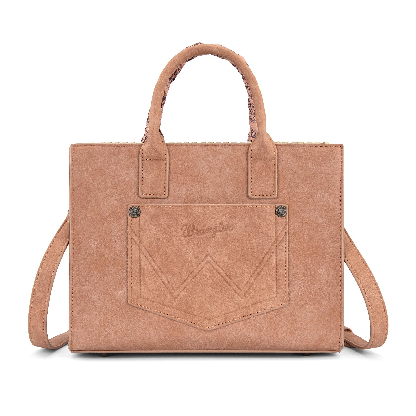 Wrangler Whipstitch Aztec Satchel/Crossbody with Scarf Handle
