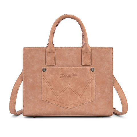 Wrangler Whipstitch Aztec Satchel/Crossbody with Scarf Handle