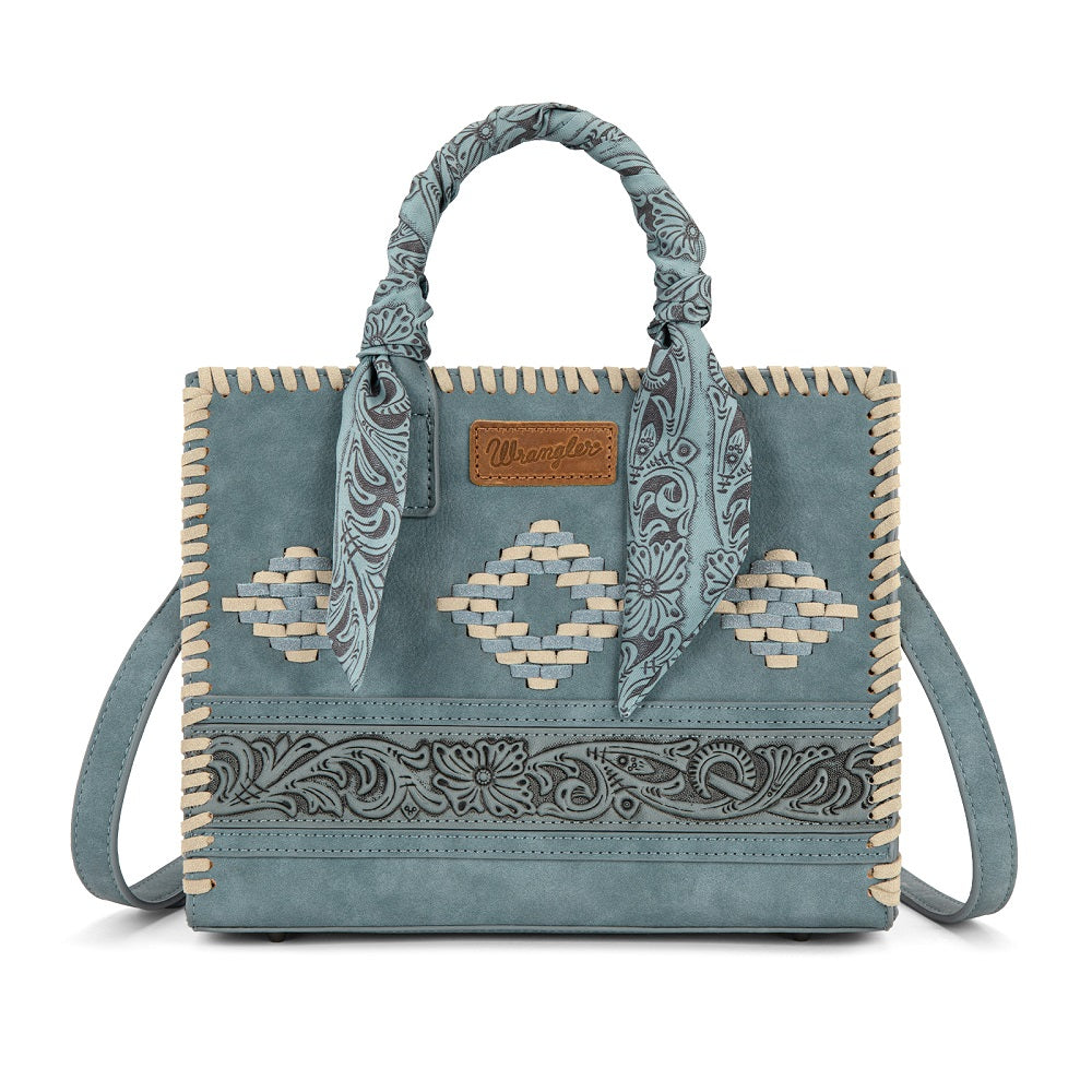 Wrangler Whipstitch Aztec Satchel/Crossbody with Scarf Handle