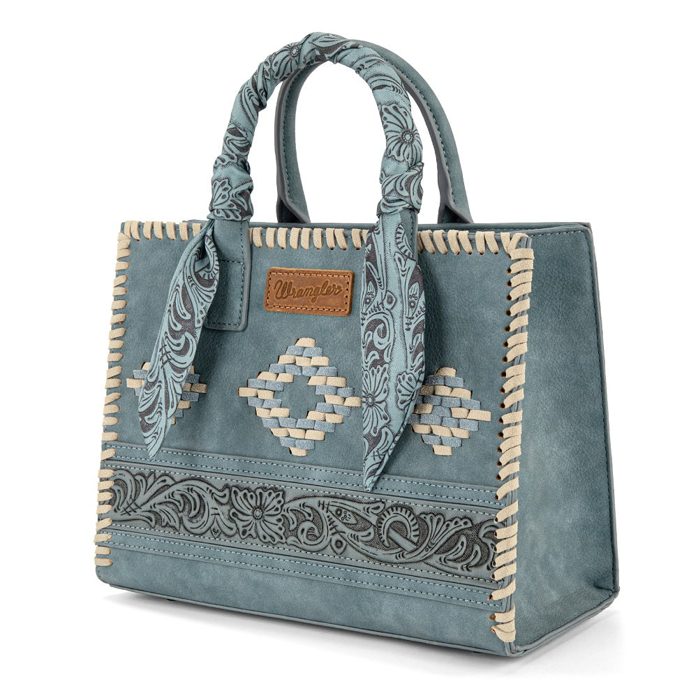 Wrangler Whipstitch Aztec Satchel/Crossbody with Scarf Handle