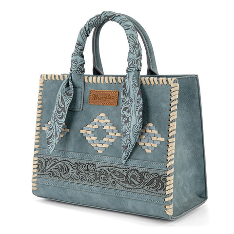 Wrangler Whipstitch Aztec Satchel/Crossbody with Scarf Handle