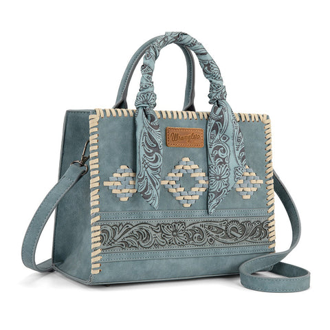 Wrangler Whipstitch Aztec Satchel/Crossbody with Scarf Handle