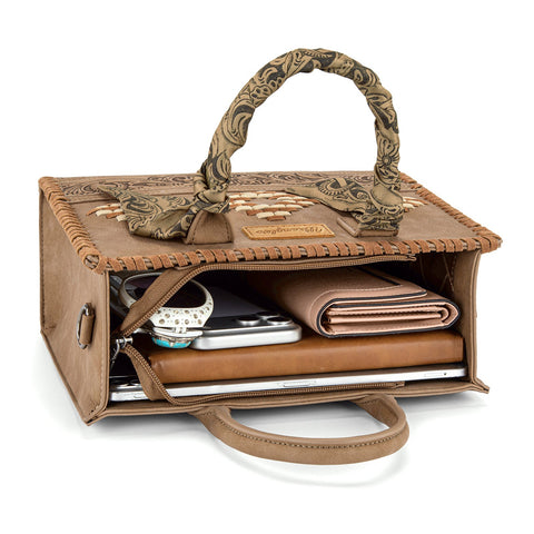 Wrangler Whipstitch Aztec Satchel/Crossbody with Scarf Handle