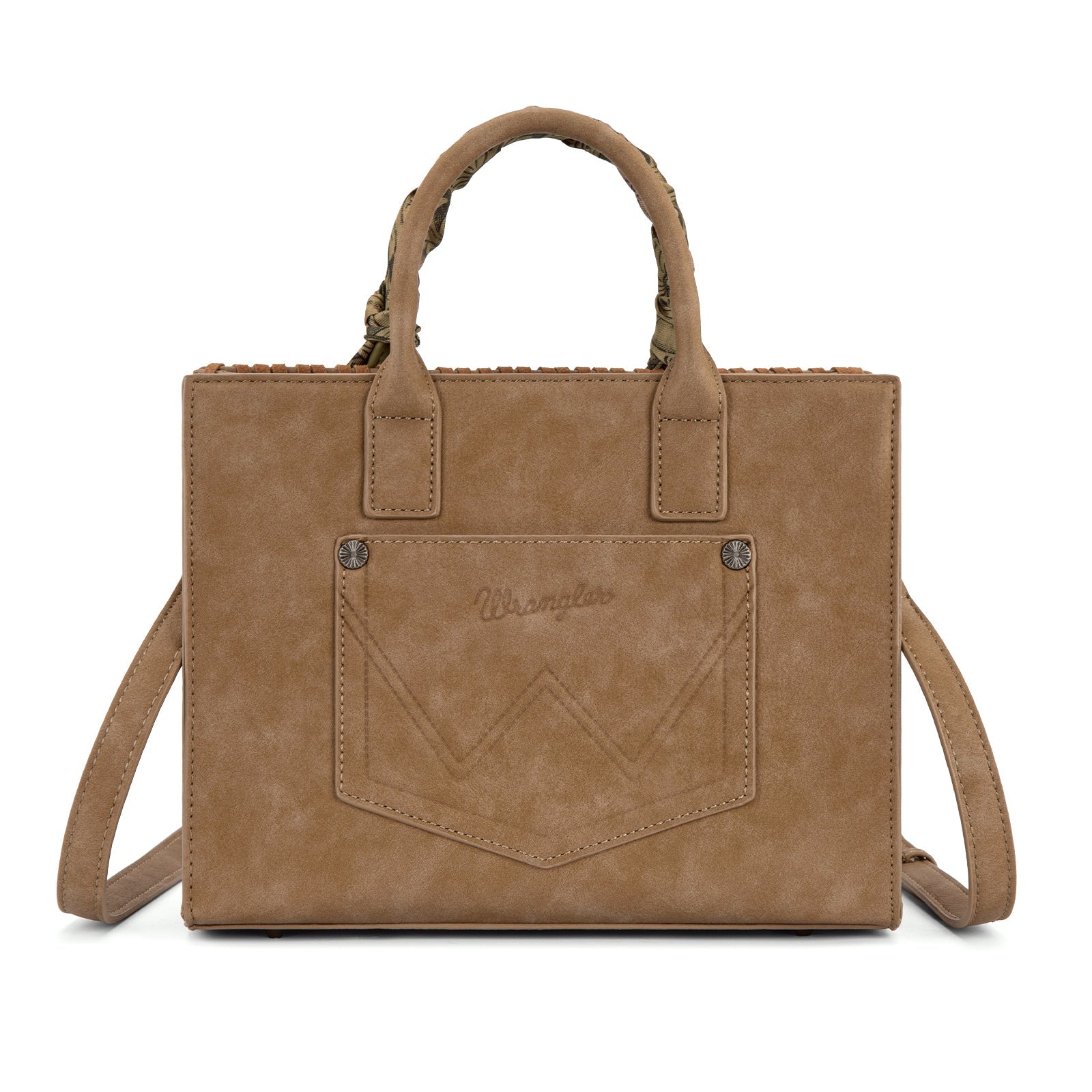 Wrangler Whipstitch Aztec Satchel/Crossbody with Scarf Handle