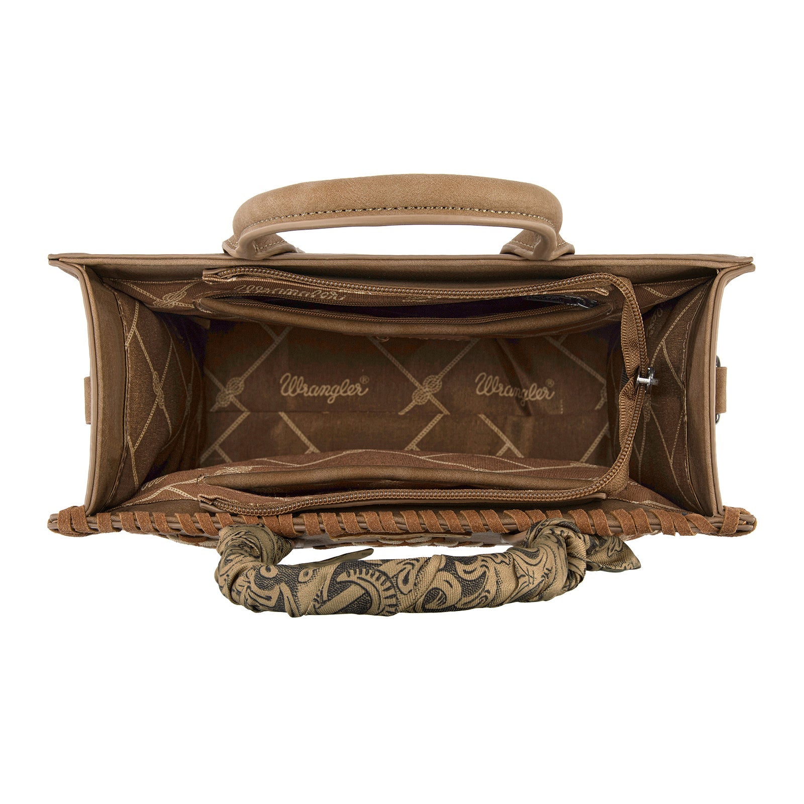 Wrangler Whipstitch Aztec Satchel/Crossbody with Scarf Handle