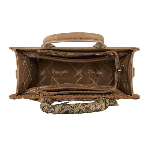 Wrangler Whipstitch Aztec Satchel/Crossbody with Scarf Handle