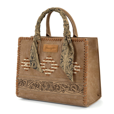 Wrangler Whipstitch Aztec Satchel/Crossbody with Scarf Handle