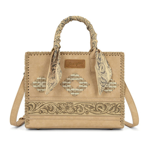 Wrangler Whipstitch Aztec Satchel/Crossbody with Scarf Handle