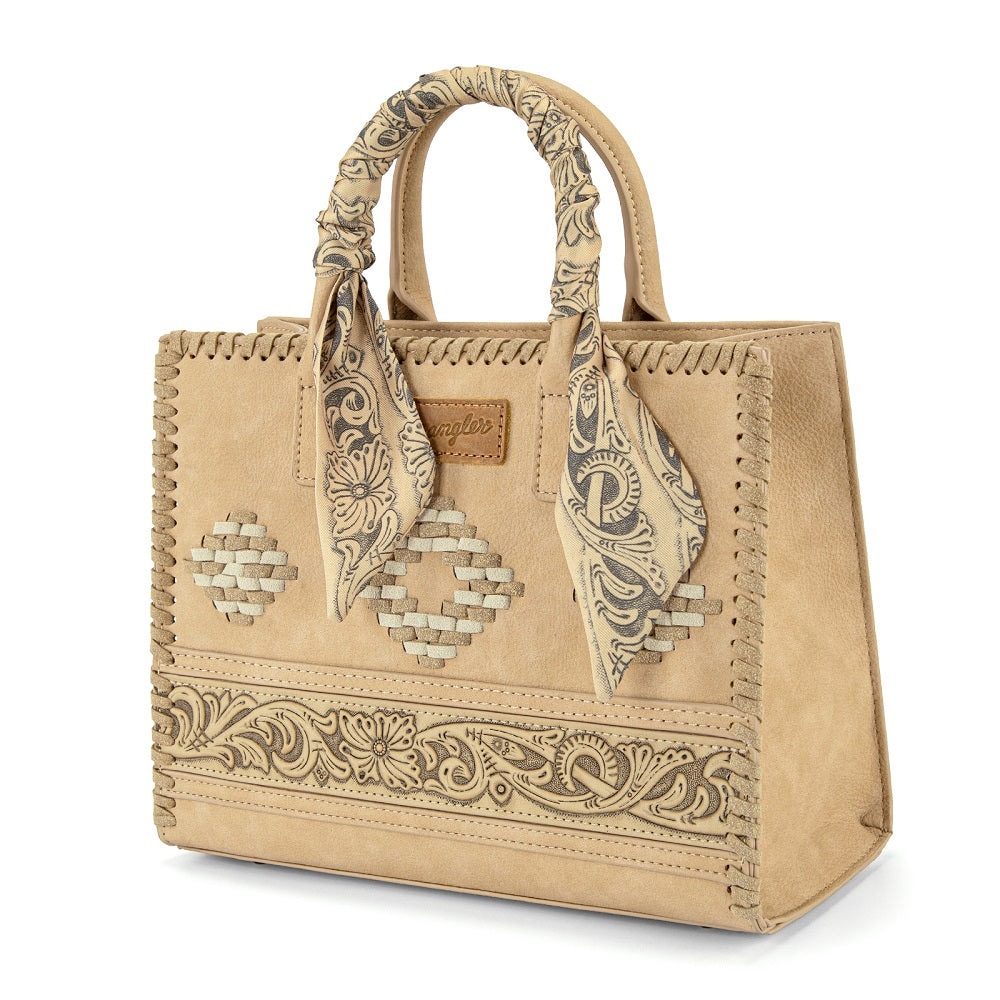 Wrangler Whipstitch Aztec Satchel/Crossbody with Scarf Handle