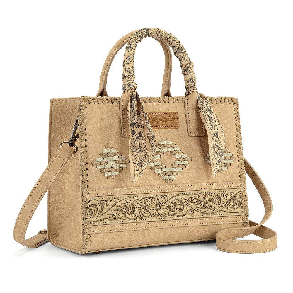Wrangler Whipstitch Aztec Satchel/Crossbody with Scarf Handle