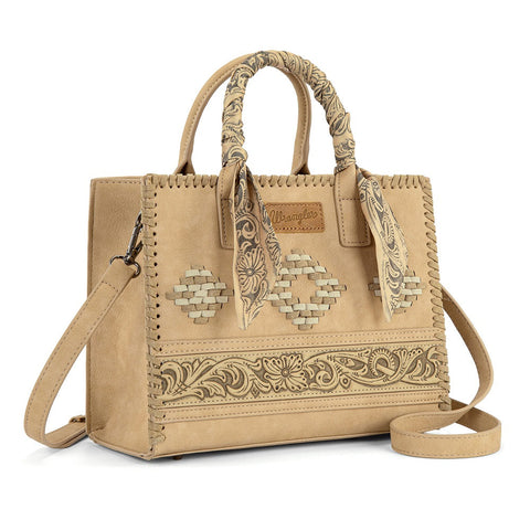 Wrangler Whipstitch Aztec Satchel/Crossbody with Scarf Handle