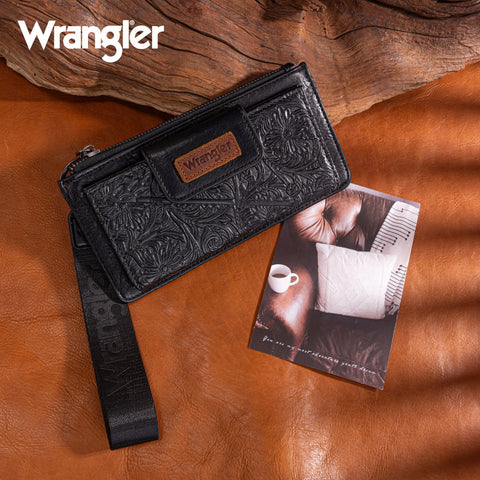 Wrangler Floral Tooled Card Wallet/Wristlet