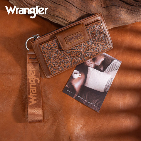Wrangler Floral Tooled Card Wallet/Wristlet