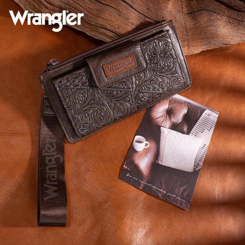 Wrangler Floral Tooled Card Wallet/Wristlet