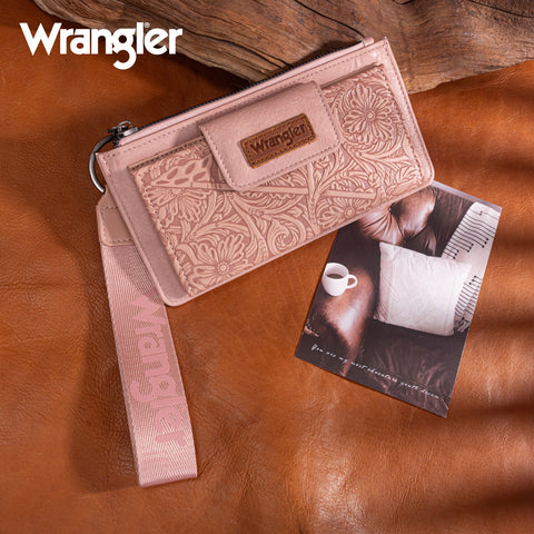 Wrangler Floral Tooled Card Wallet/Wristlet
