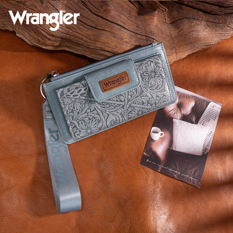 Wrangler Floral Tooled Card Wallet/Wristlet