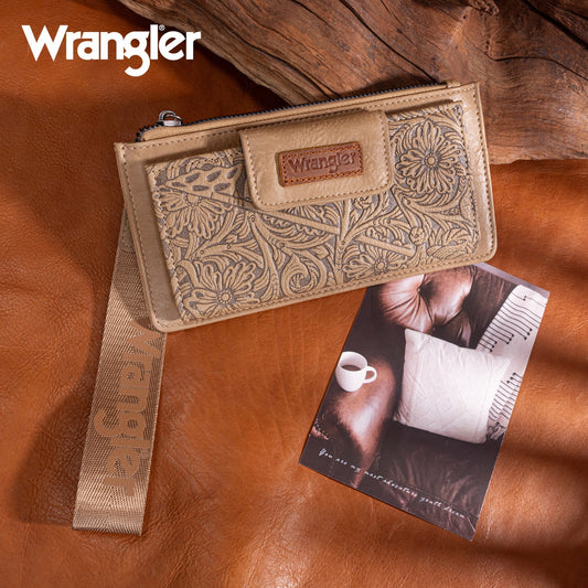 Wrangler Floral Tooled Card Wallet/Wristlet