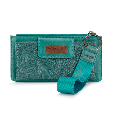 Wrangler Floral Tooled Card Wallet/Wristlet