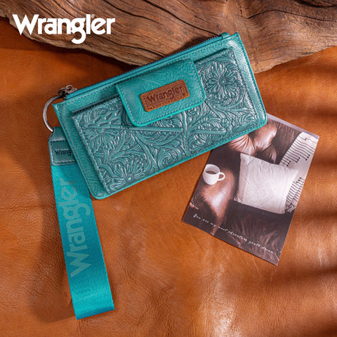 Wrangler Floral Tooled Card Wallet/Wristlet